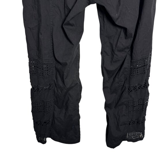 XCVI womens black wide leg pants crochet detail size XL Pull on Mind Set - Picture 4 of 10